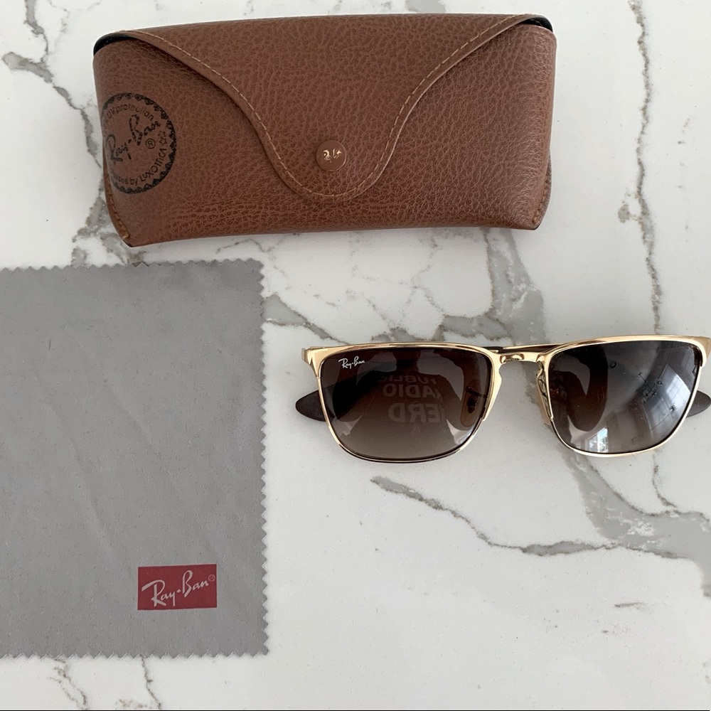 Gold Ray-Ban square aviator sunglasses